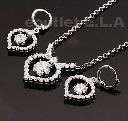 69-STONE HEART NECKLACE N EARRINGS SET